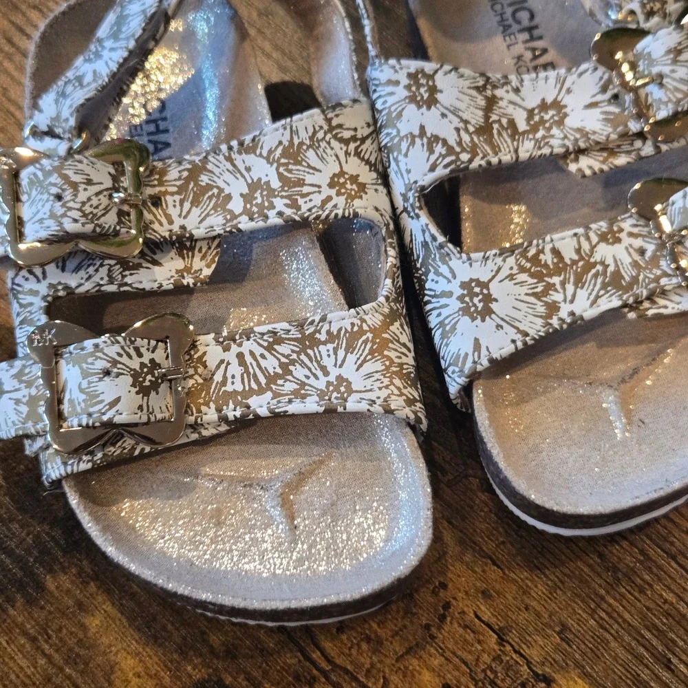 Michael Kors Ethel Cosmos Toddler Girls Floral Buckle Slingback Sandals Size 7
